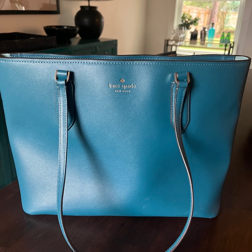 Kate Spade teal peacock tote bag